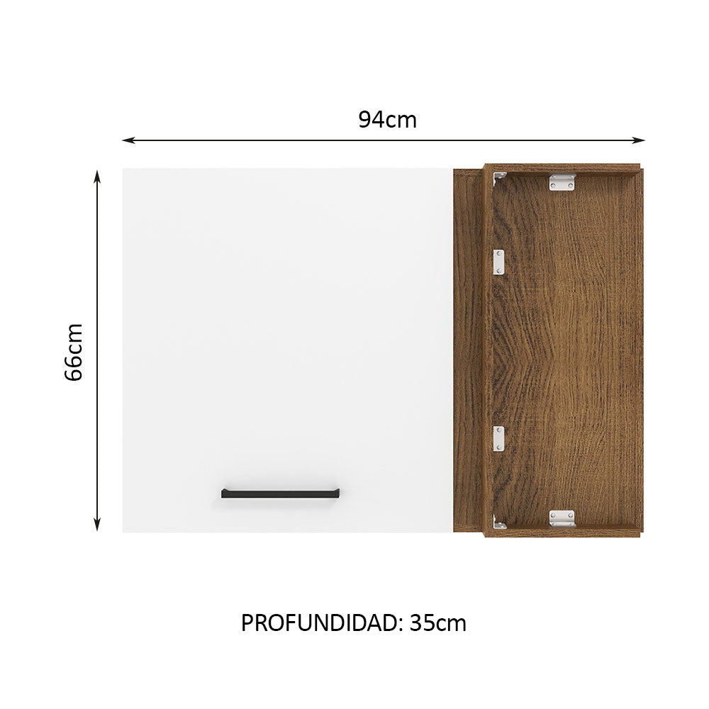 Mueble de Cocina Superior de Esquina Agata 1 Puerta Marrón/Blanco