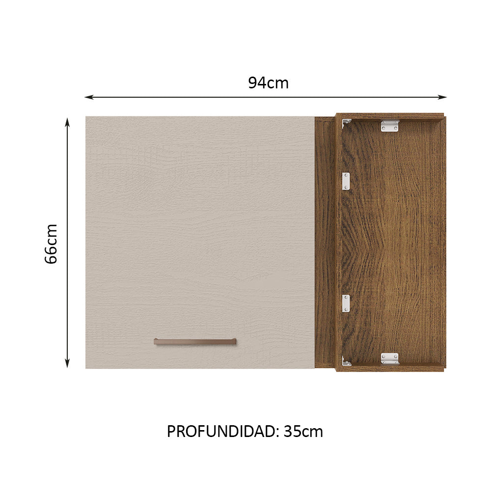 Mueble de Cocina Superior de Esquina Agata 1 Puerta Marrón/Crema