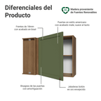 Mueble de Cocina Superior de Esquina Vik 1 Puerta Marrón/Verde
