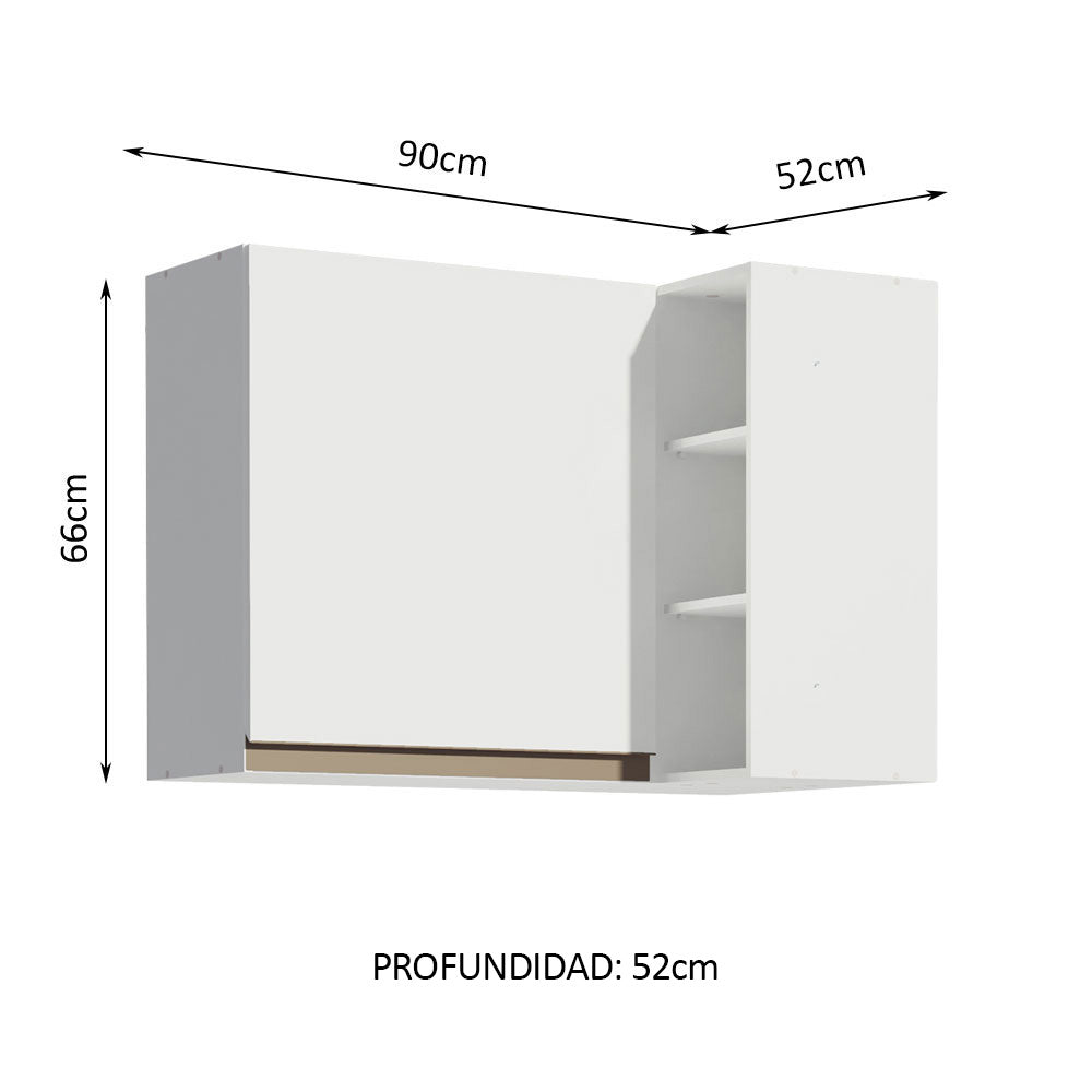 Mueble de Cocina Superior de Esquina Reims 1 Puerta 3 Nichos Blanco