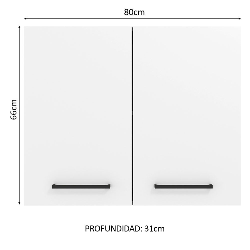 Mueble de Cocina Superior Agata 80 cm 2 Puertas Marrón/Blanco