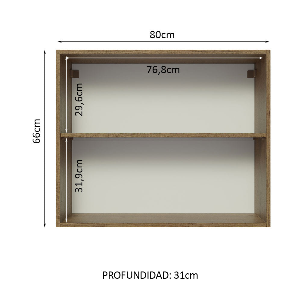 Mueble de Cocina Superior Glamy 80 cm 2 Puertas Marrón/Blanco