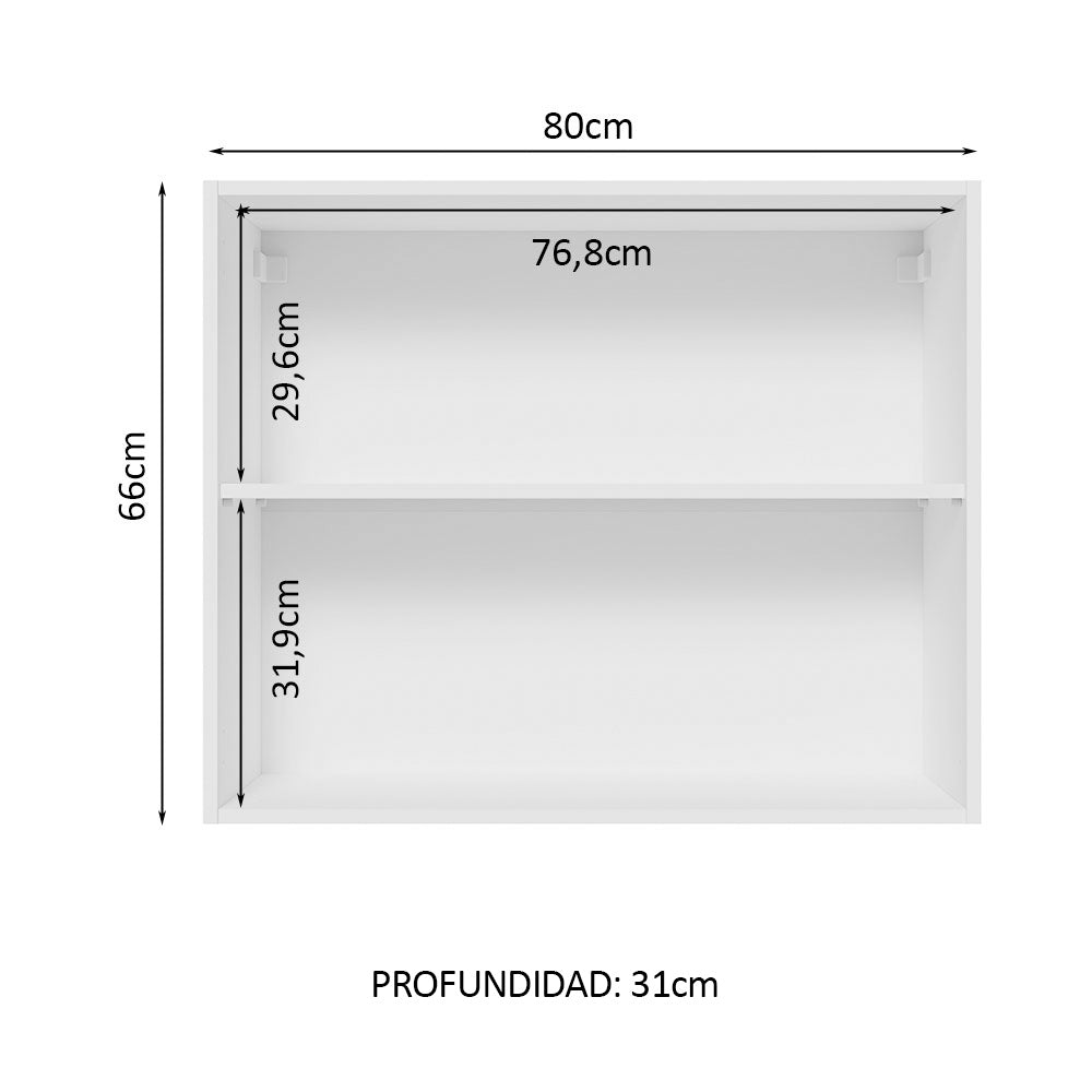 Mueble de Cocina Superior Glamy 80 cm 2 Puertas Blanco/Negro