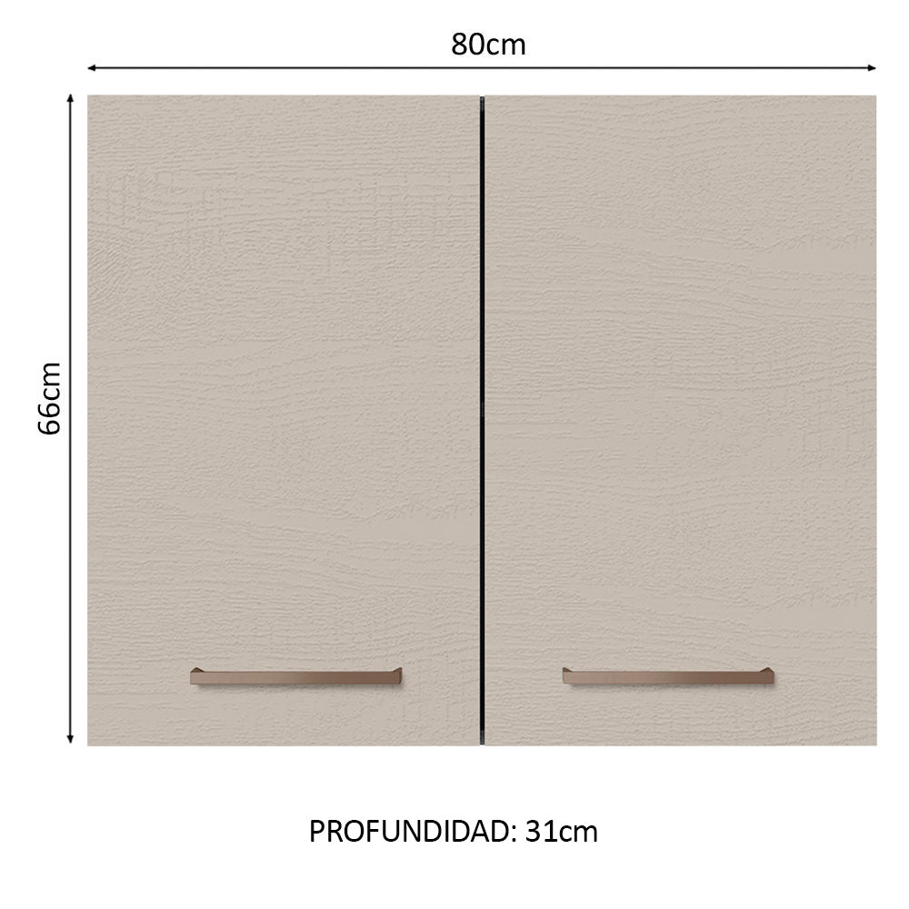 Mueble de Cocina Superior Agata 80 cm 2 Puertas Marrón/Crema