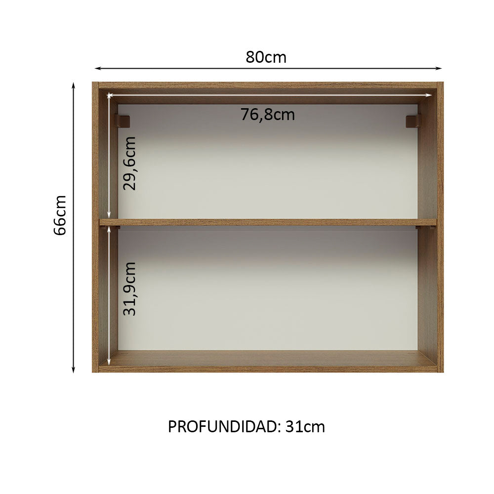 Mueble de Cocina Superior Glamy 80 cm 2 Puertas Marrón/Negro