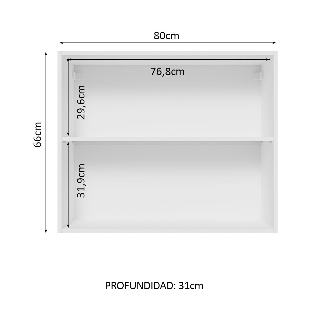 Mueble de Cocina Superior Glamy 80 cm 2 Puertas Blanco/Marrón