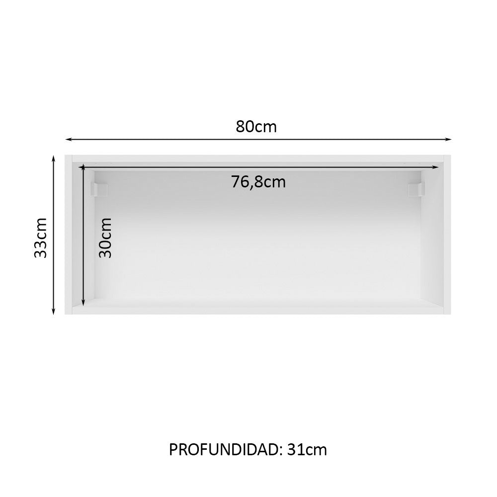 Mueble de Cocina Superior Glamy 80 cm 1 Puerta Abatible Blanco