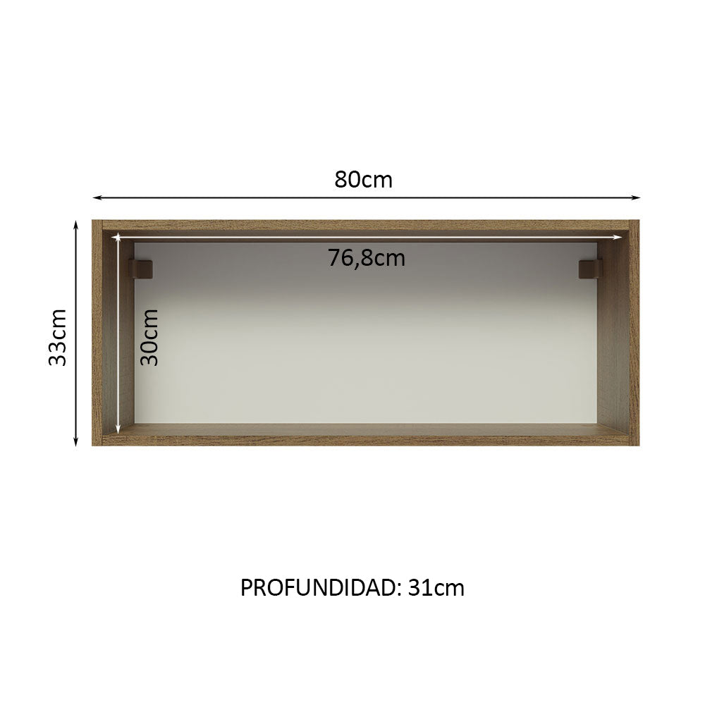 Mueble de Cocina Superior Glamy 80 cm 1 Puerta Abatible Marrón