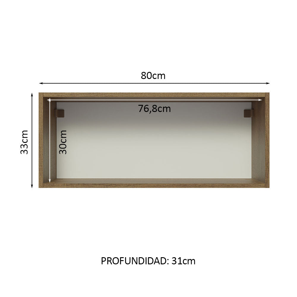 Mueble de Cocina Superior Glamy 80 cm 1 Puerta Abatible Marrón/Blanco