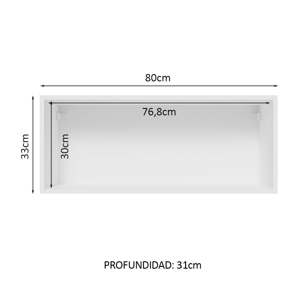 Mueble de Cocina Superior Glamy 80 cm 1 Puerta Abatible Blanco/Marrón