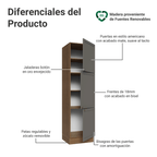 Mueble de Cocina Armario Vertical Vik 60 cm con 3 Puertas Marrón/Gris