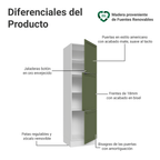 Mueble de Cocina Armario Vertical Vik 60 cm con 3 Puertas BlancoVerde