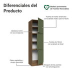Mueble de Cocina Armario Vertical Vik 60 cm con 3 Puertas Marrón/Verde