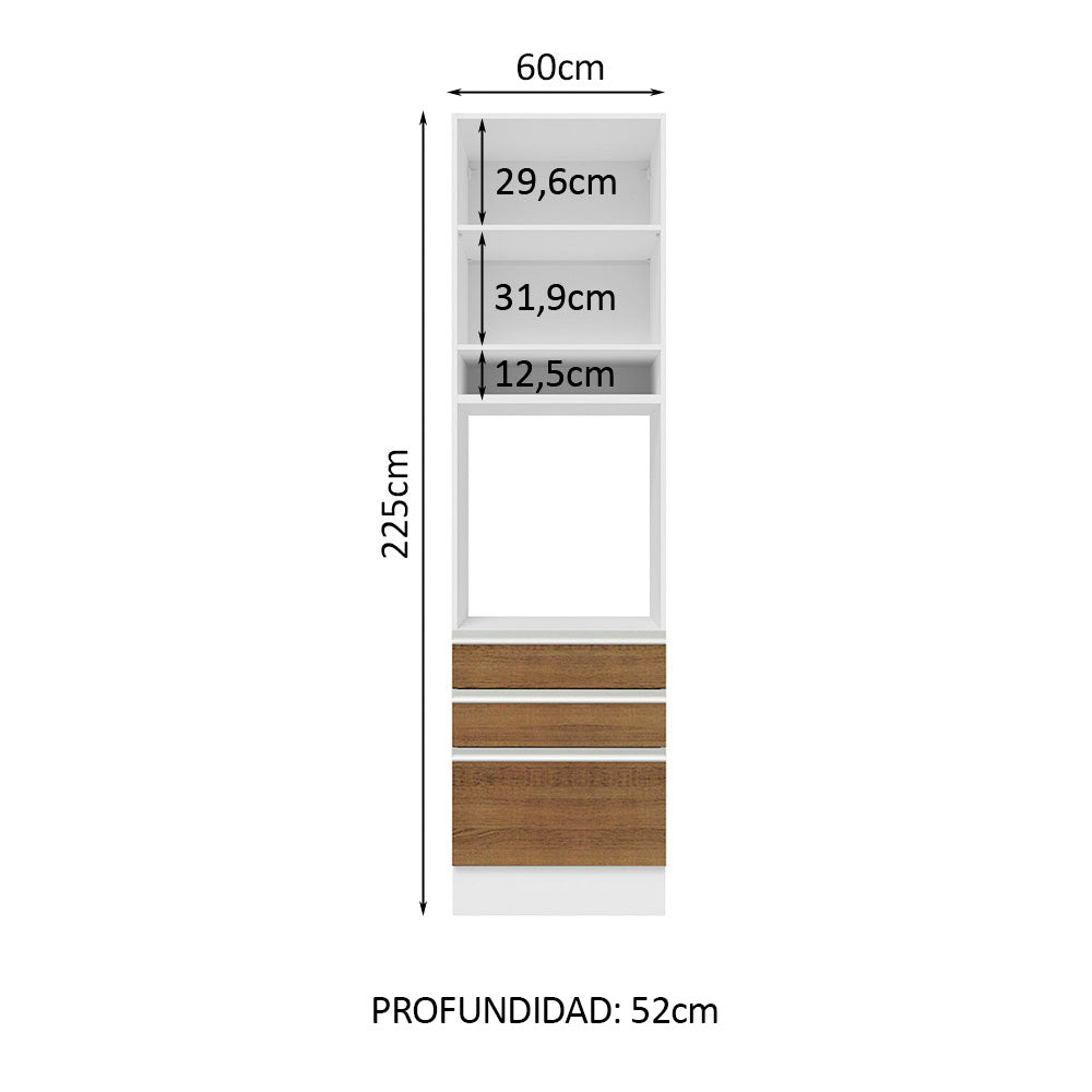 Mueble de Cocina para Hornos Glamy 60 cm Blanco/Marrón