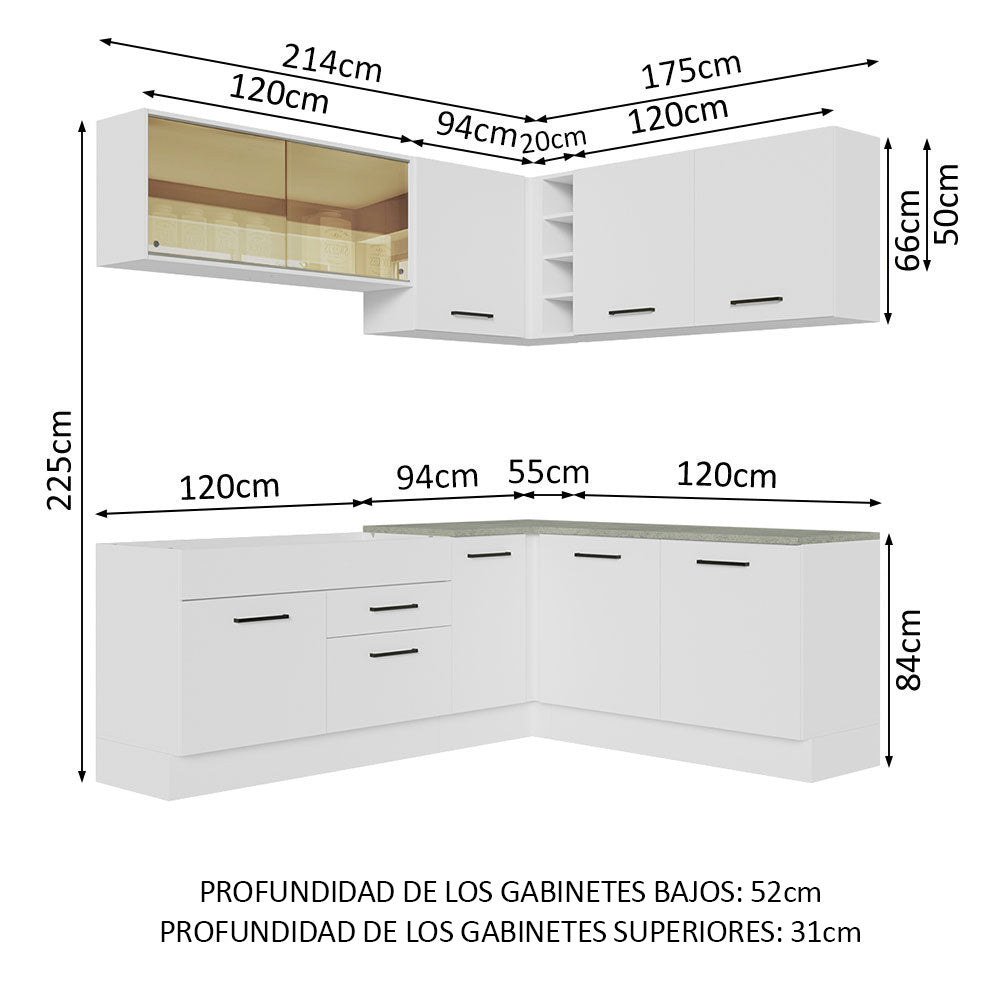Cocina Integral de Esquina Agata 3.90 m Blanco 01