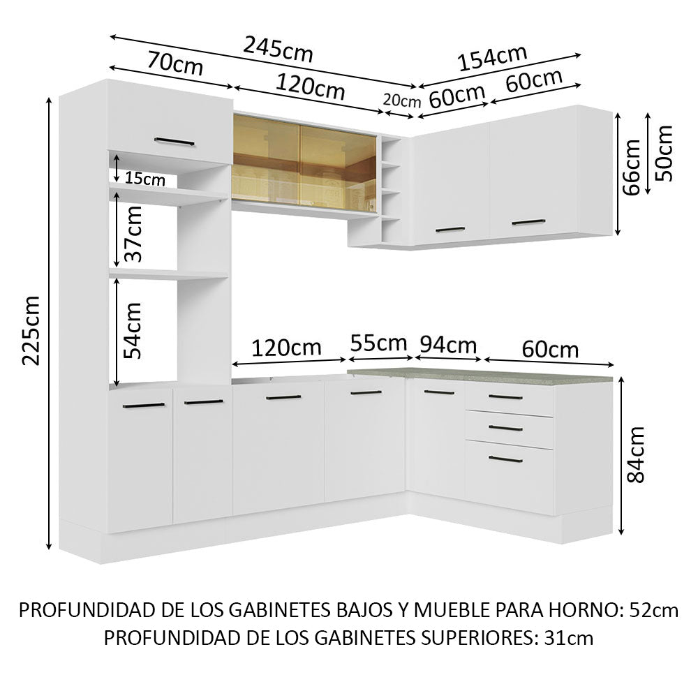 Cocina Integral de Esquina Agata 4.00 m Blanco 01