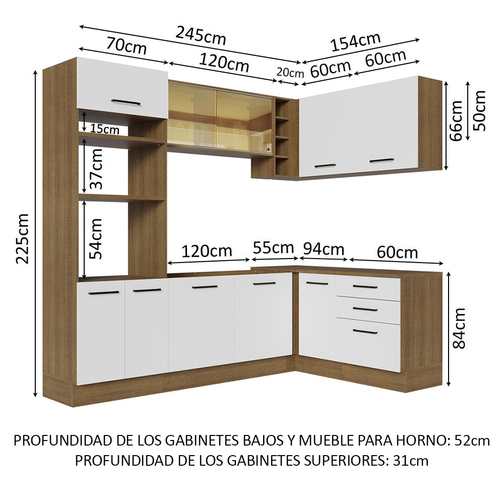 Cocina Integral de Esquina Agata 4.00 m Marrón/Blanco 01