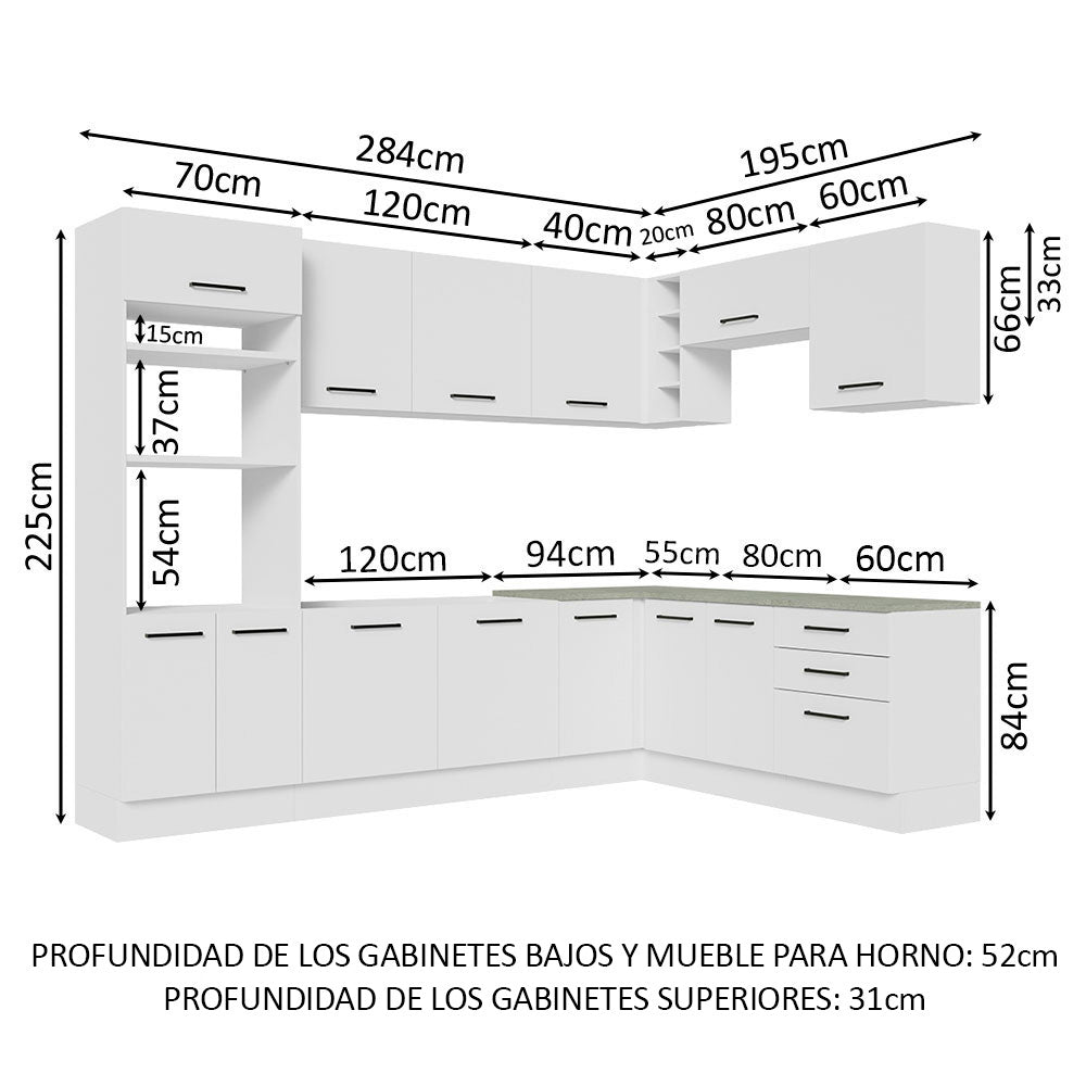 Cocina Integral de Esquina Agata 4.80 m Blanco 01