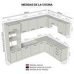 Cocina Integral de Esquina Agata 4.80 m Marrón/Crema 01