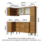 Cocina Integral de Esquina Emilly Face 2.60 m Marrón