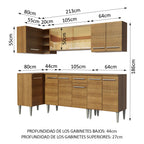 Cocina Integral de Esquina Emilly Play 2.90 m Marrón