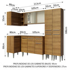 Cocina Integral de Esquina Emilly Self 2.90 m Marrón