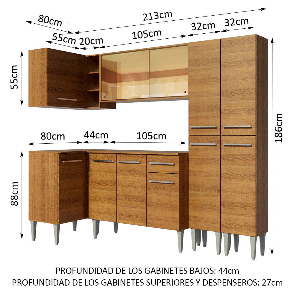 Cocina Integral de Esquina Emilly Line 2.90 m Marrón