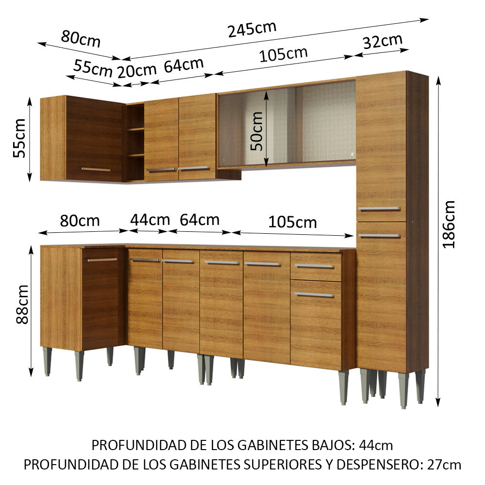 Cocina Integral de Esquina Emilly Space 3.25 m Marrón