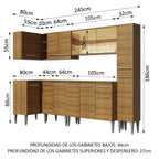 Cocina Integral de Esquina Emilly Wave 3.25 m Marrón