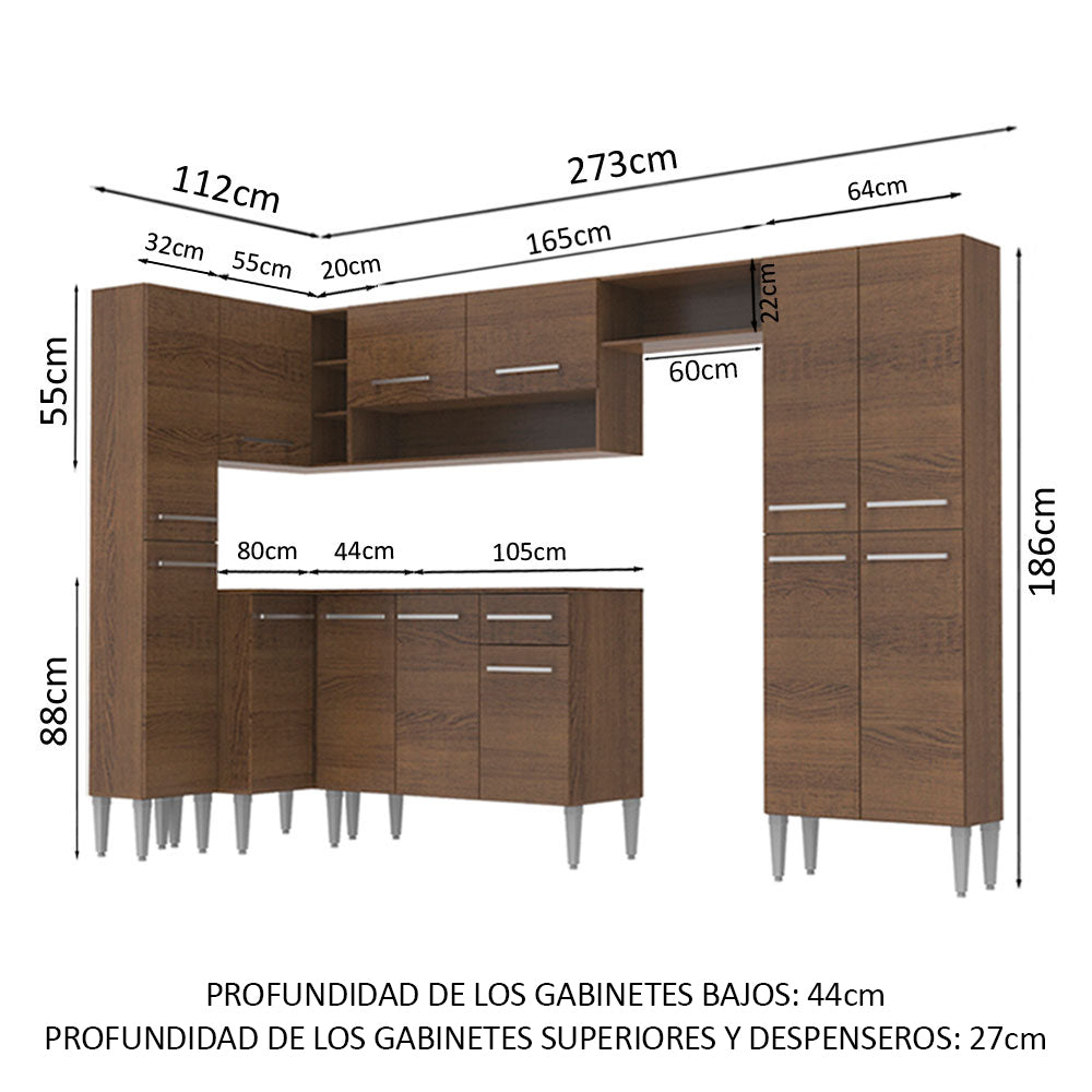 Cocina Integral de Esquina Emilly Love 3.85 Metros Marrón