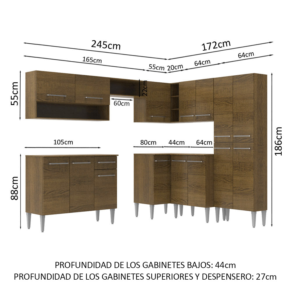 Cocina Integral de Esquina Emilly Ice 4.20 Metros