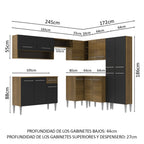Cocina Integral de Esquina Emilly Ice 4.20 m Marrón/Negro