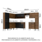 Cocina Integral de Esquina Emilly Big 5.15 m Marrón/Negro