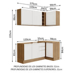 Cocina Integral de Esquina Glamy 2.70 m Marrón/Blanco 01