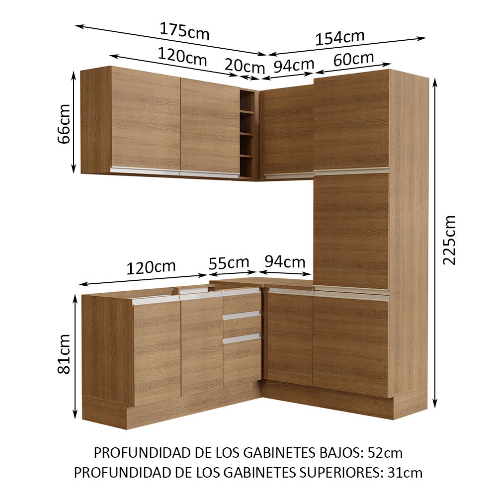 Cocina Integral de Esquina Glamy 3.30 m Marrón 01
