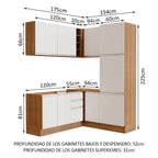 Cocina Integral de Esquina Glamy 3.30 m Marrón/Blanco 01