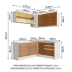 Cocina Integral de Esquina Glamy 3.30 m Blanco/Marrón 02