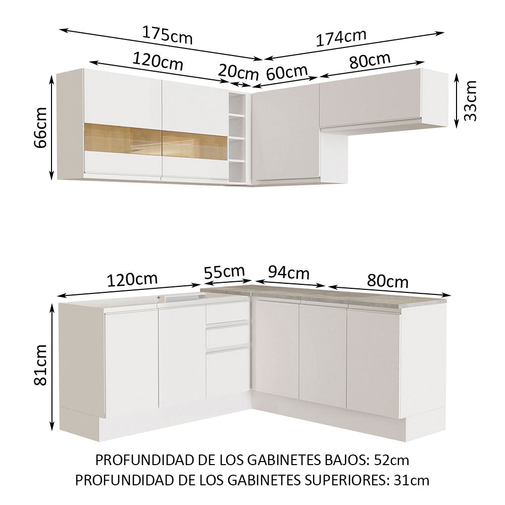Cocina Integral de Esquina Glamy 3.50 m Blanco 01