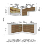 Cocina Integral de Esquina Glamy 3.50 m Blanco/Marrón 02