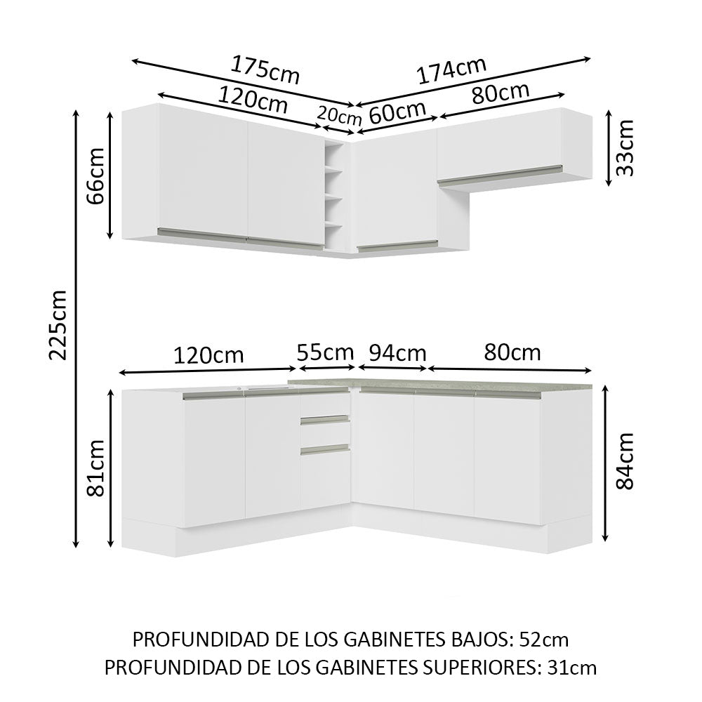 Cocina Integral de Esquina Glamy 3.50 m Blanco 03