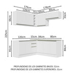 Cocina Integral de Esquina Glamy 3.50 m Blanco 03