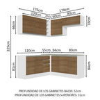 Cocina Integral de Esquina Glamy 3.50 m Blanco/Marrón 03