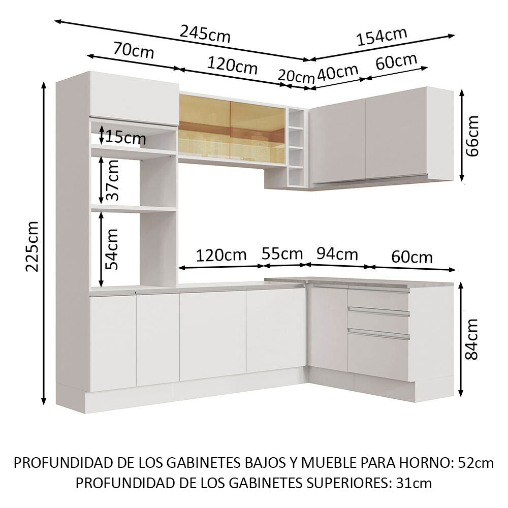 Cocina Integral de Esquina Glamy 4.00 m Blanco 02