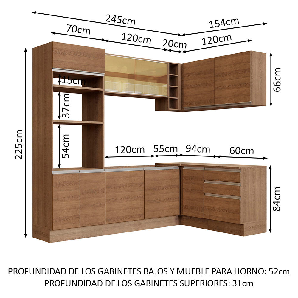 Cocina Integral de Esquina Glamy 4.00 m Marrón 02