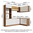 Cocina Integral de Esquina Glamy 4.00 m Marrón/Blanco 02