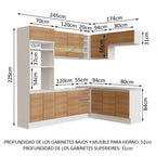 Cocina Integral de Esquina Glamy 4.20 m Blanco/Marrón 01