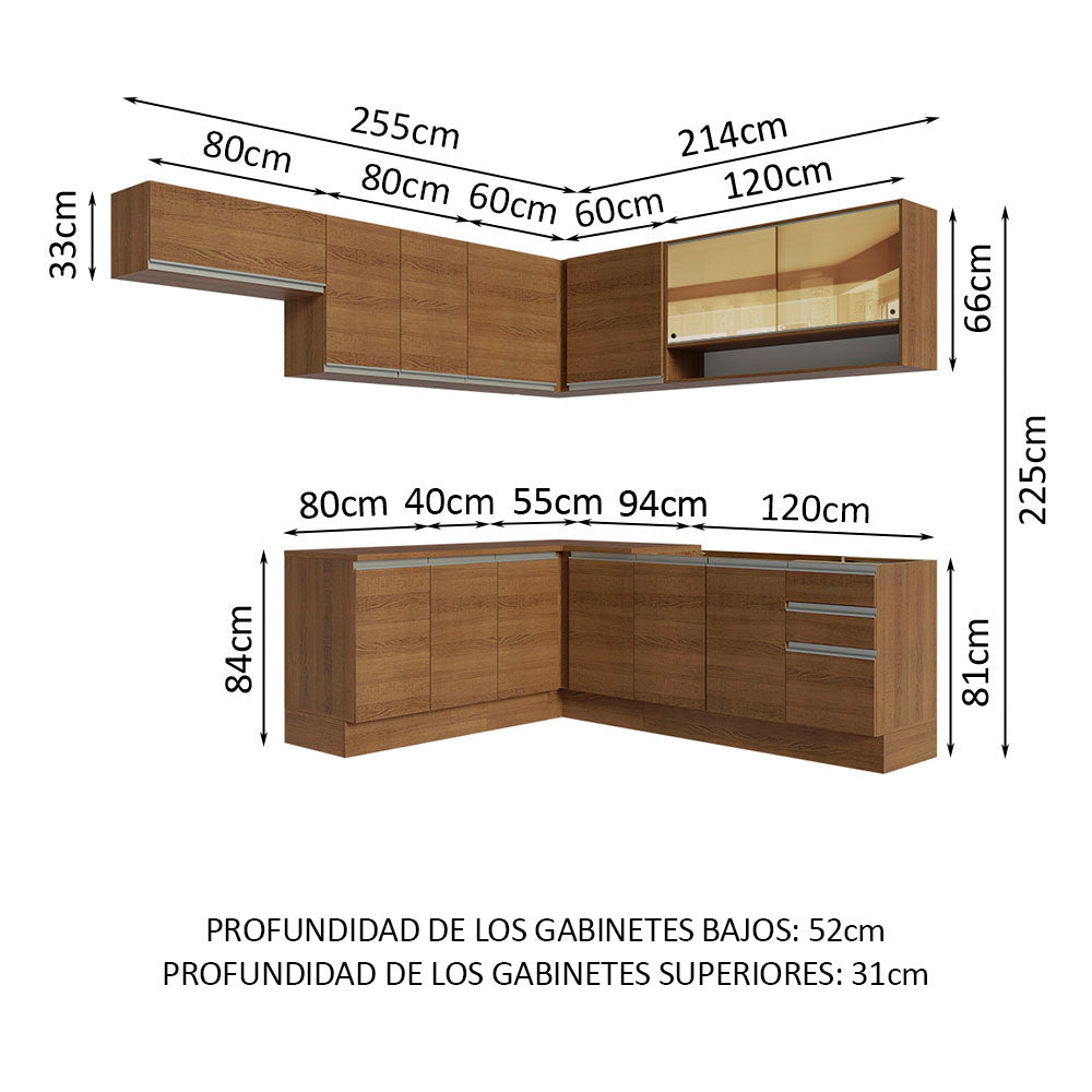 Cocina Integral de Esquina Glamy 4.70 m Marrón 01