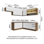 Cocina Integral de Esquina Glamy 4.70 m Marrón/Blanco 01