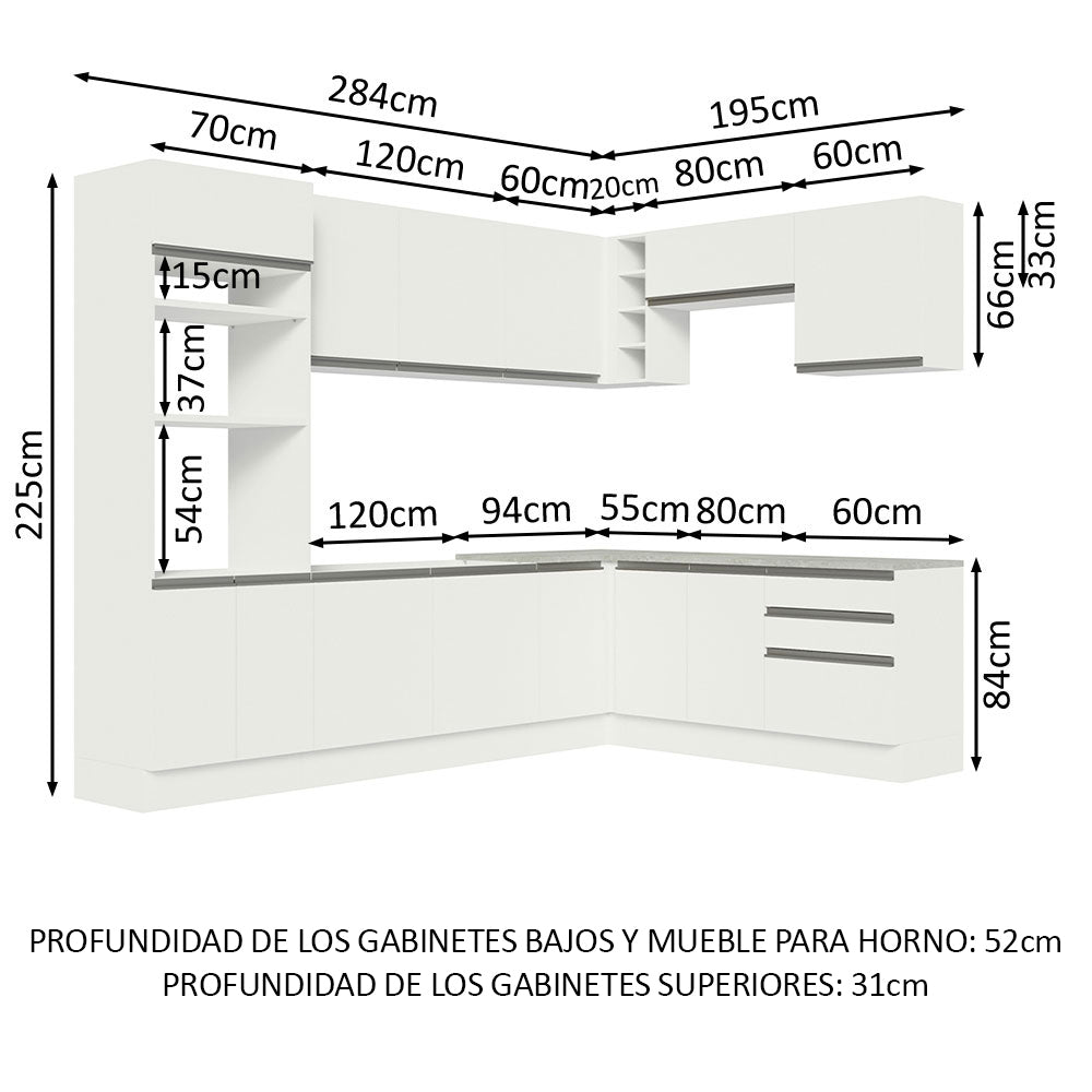 Cocina Integral de Esquina Glamy 4.80 m Blanco 01