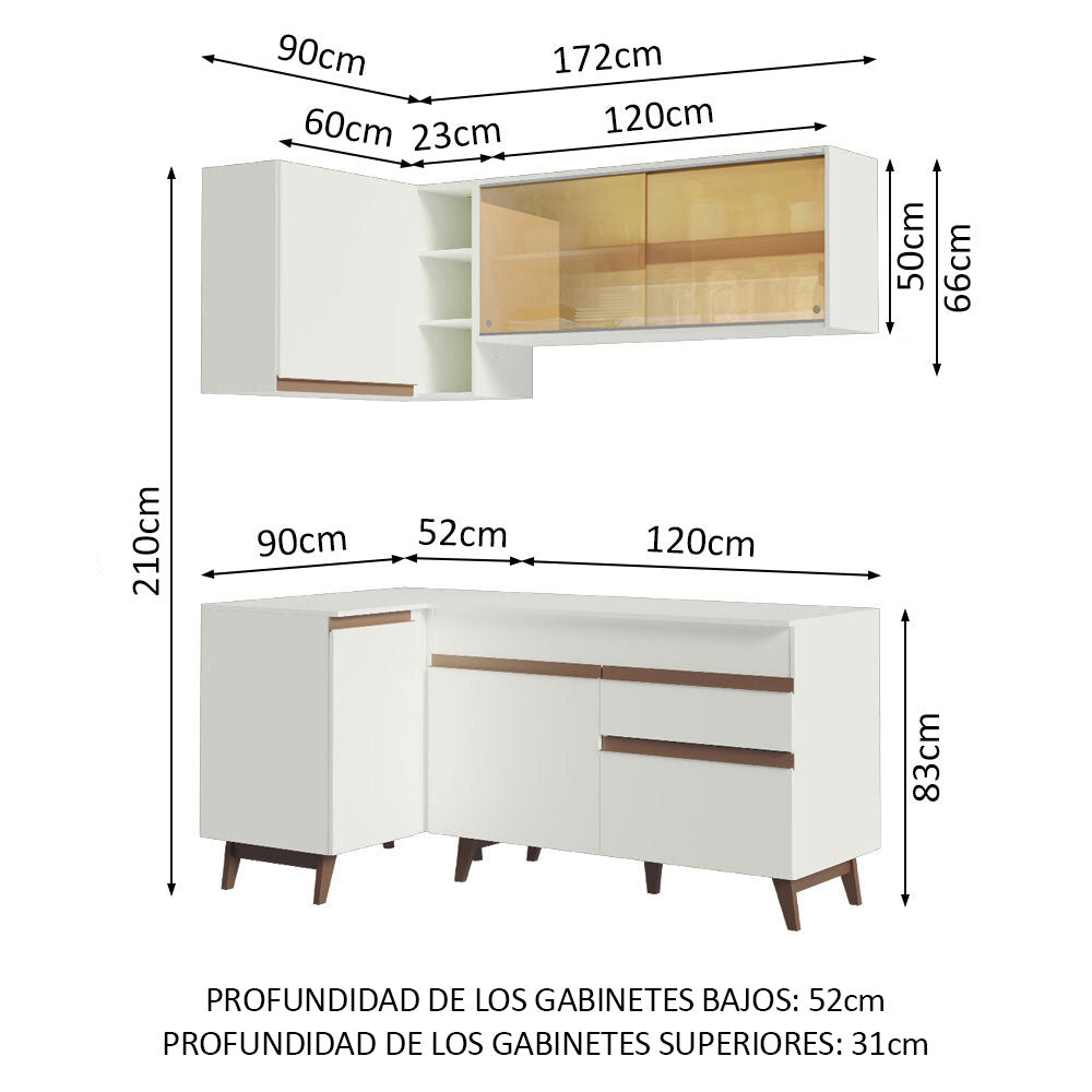Cocina Integral de Esquina Reims 2.60 m con Encimera Blanco 01